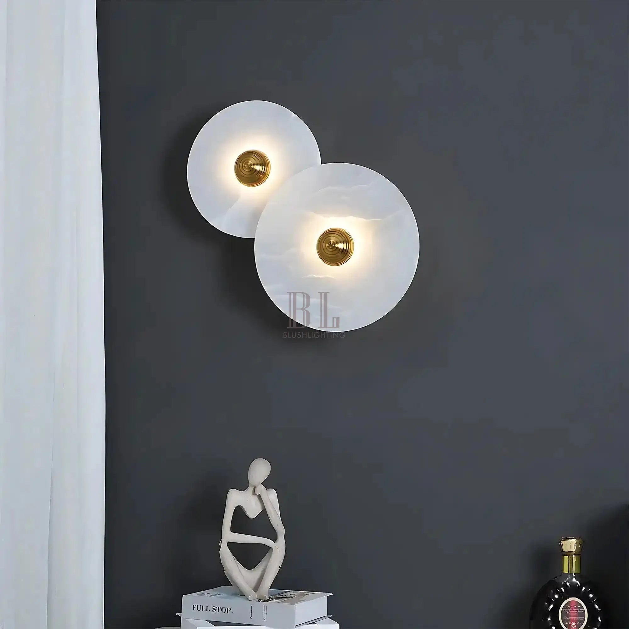 Median Alabaster Flush mount - 2 Surface - BronzeTrivellolab