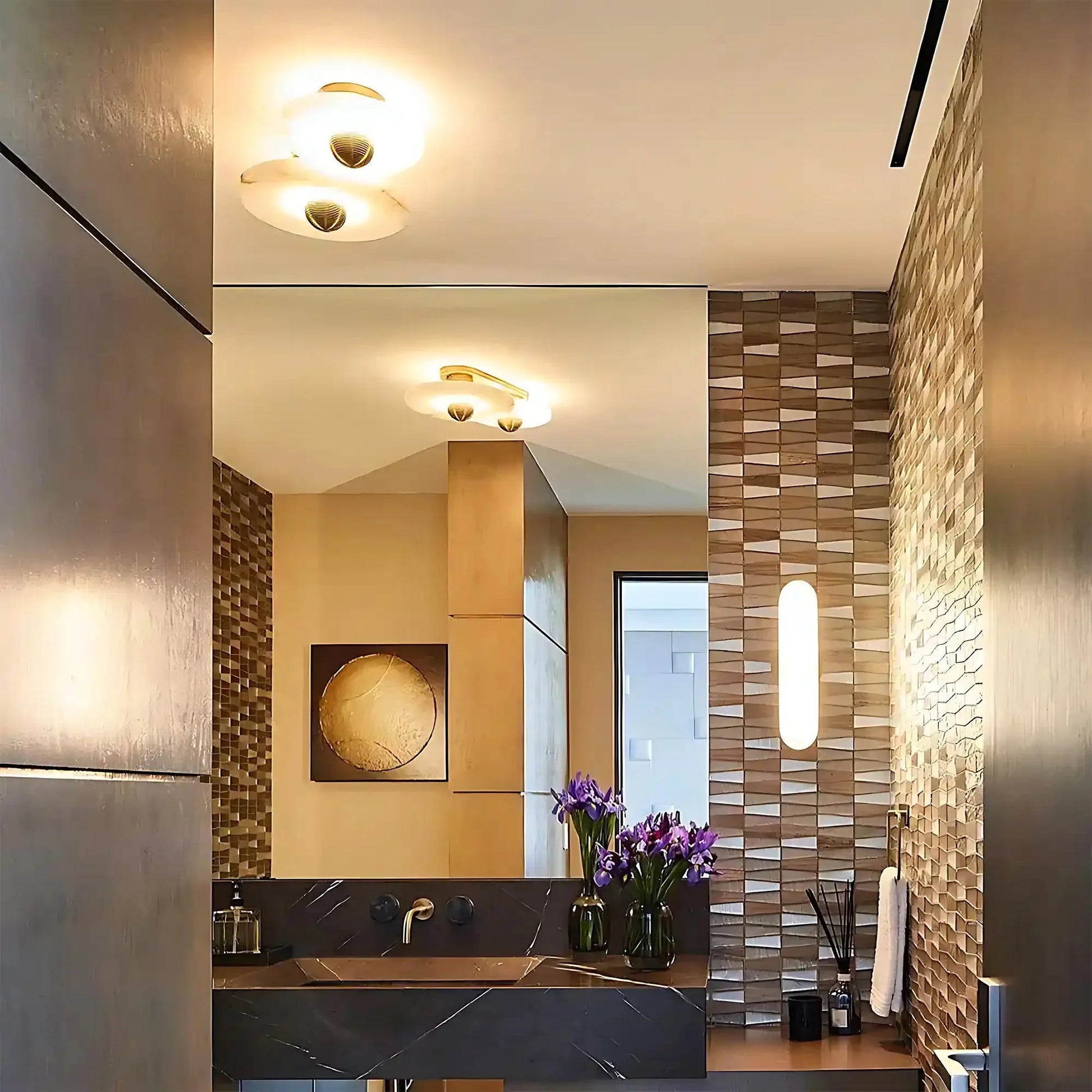 Median Alabaster Flush mount - 2 Surface - BronzeTrivellolab