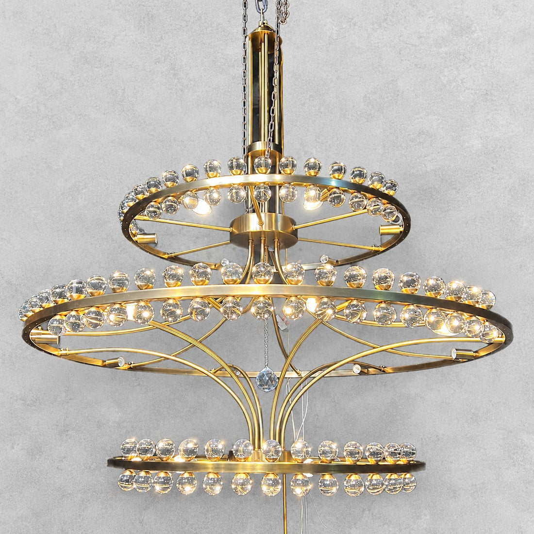 Modern 2/3 Ring Glass Ball Chandelier for Low-ceiling