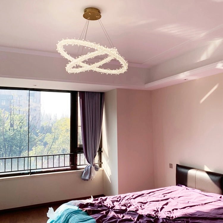 Modern 3 - Ring Halo Crystal Chandelier for Living Room/Bedroom - 1 Ring/D19.7"*H118.1"Warm LightTrivellolab