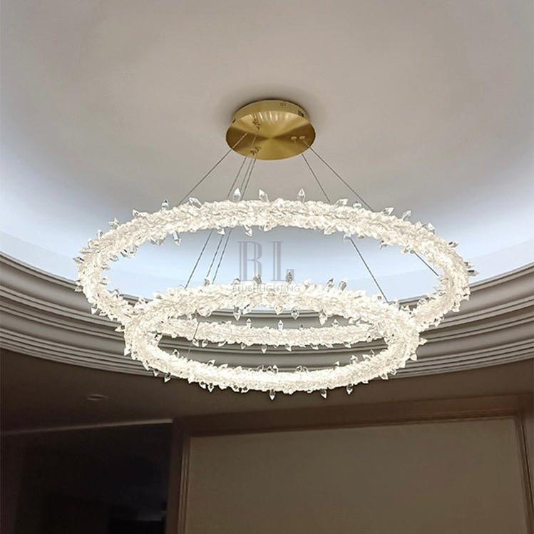 Modern 3 - Ring Halo Crystal Chandelier for Living Room/Bedroom - 1 Ring/D19.7"*H118.1"Warm LightTrivellolab