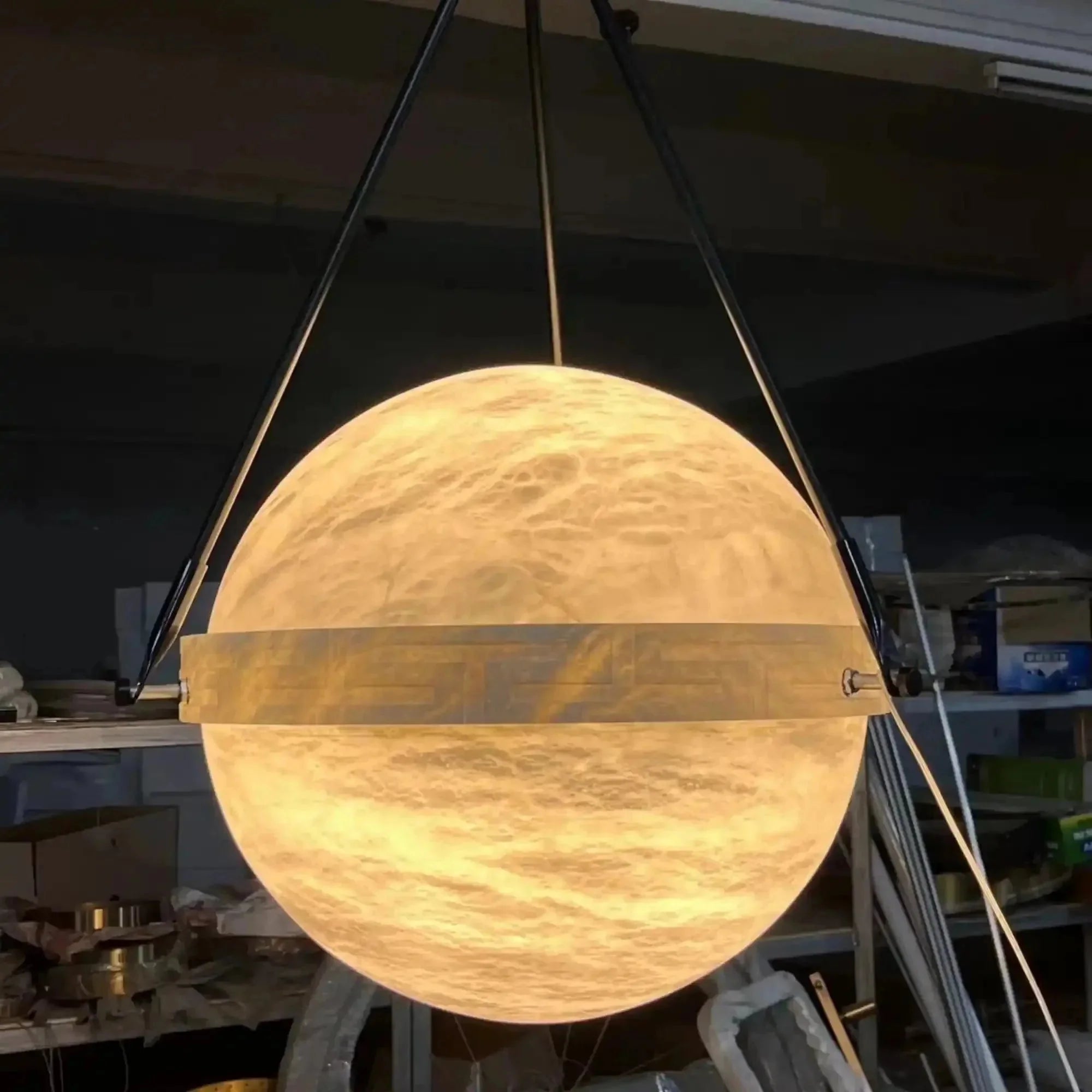 Modern Alabaster Globe Pendant Light - 20"DTrivellolab