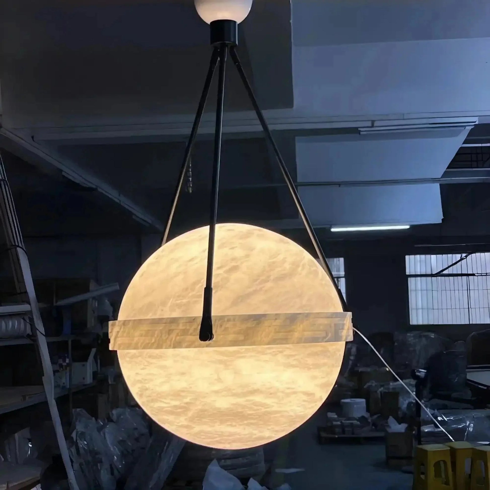 Modern Alabaster Globe Pendant Light - 12"DTrivellolab