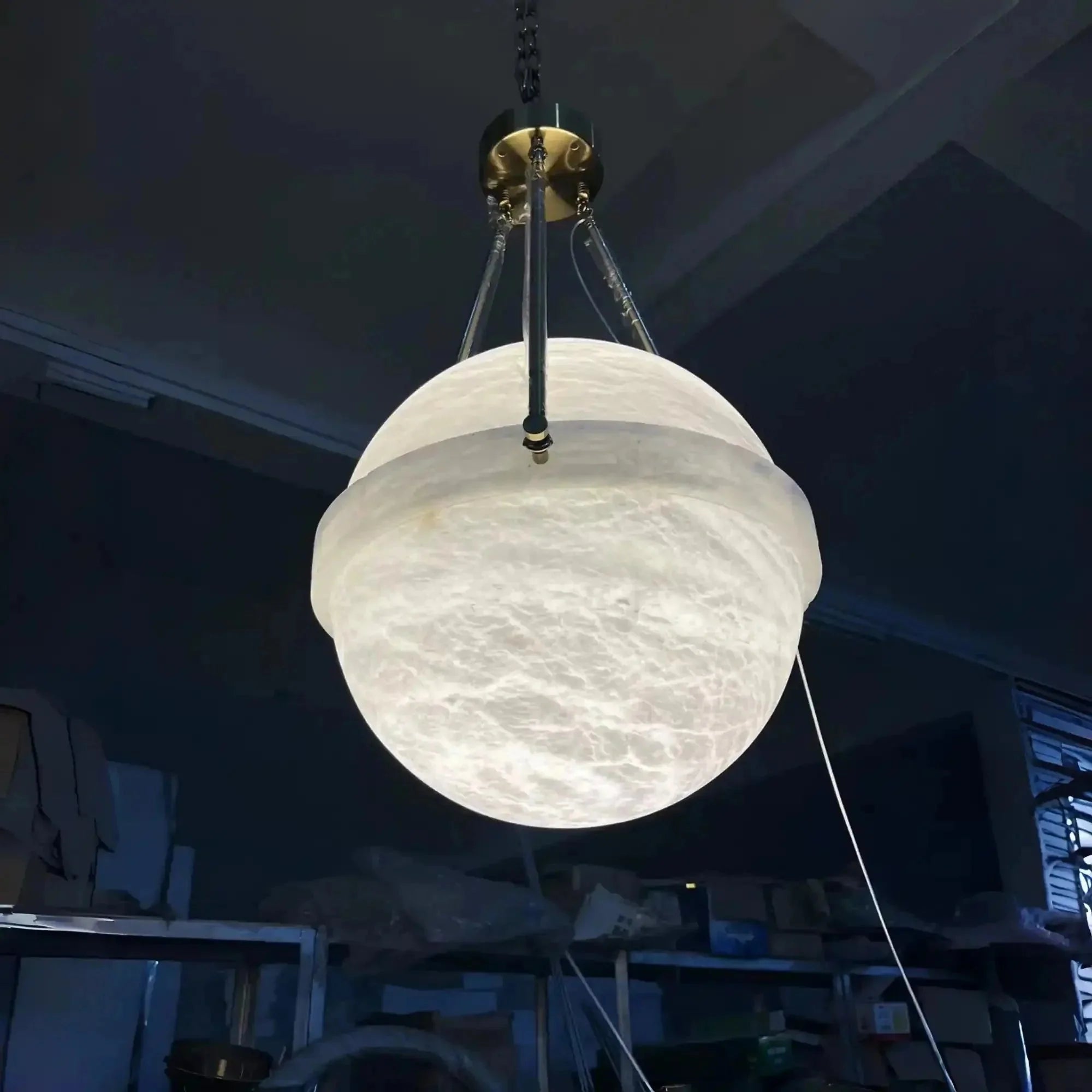 Modern Alabaster Globe Pendant Light - 20"DTrivellolab