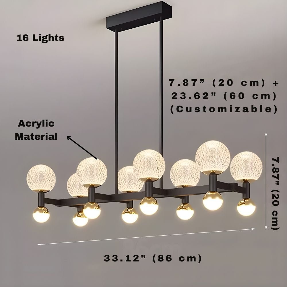 Modern Black Linear Dining Room Chandelier 12/16 Lights - 16 LightWarm White 3000KTrivellolab