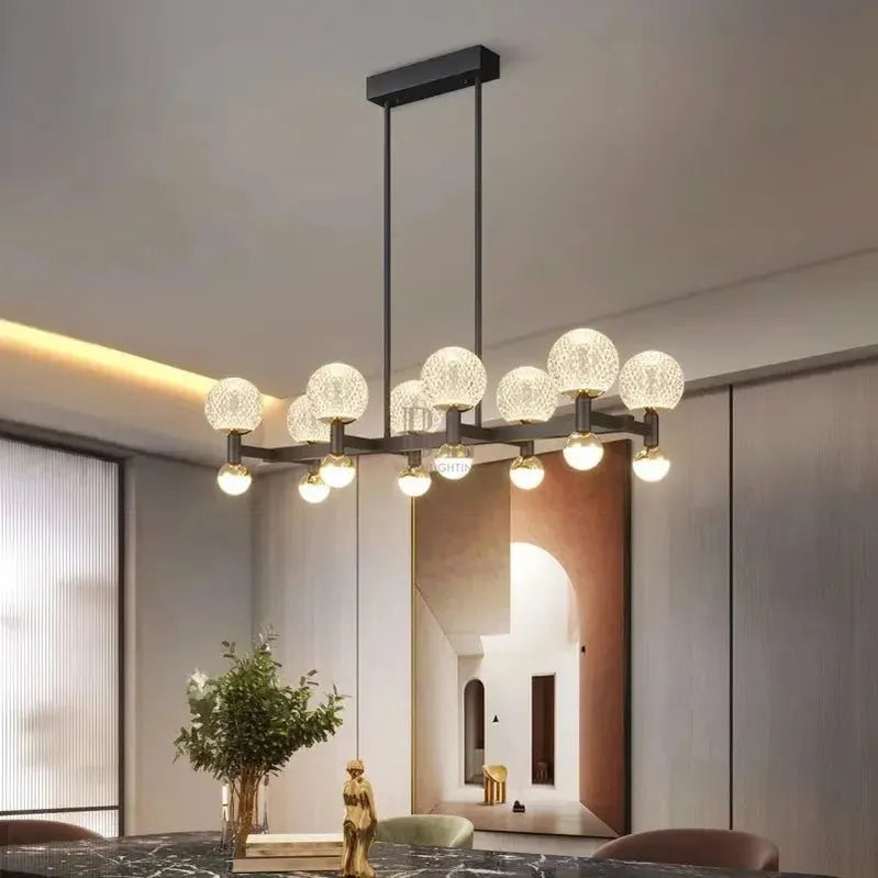 Modern Black Linear Dining Room Chandelier 12/16 Lights - 16 LightWarm White 3000KTrivellolab