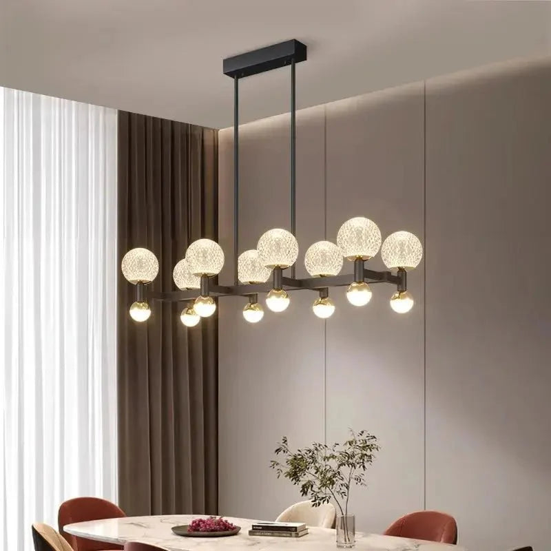 Modern Black Linear Dining Room Chandelier 12/16 Lights - 16 LightWarm White 3000KTrivellolab