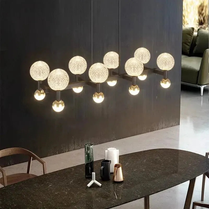 Modern Black Linear Dining Room Chandelier 12/16 Lights - 12 LightWarm White 3000KTrivellolab