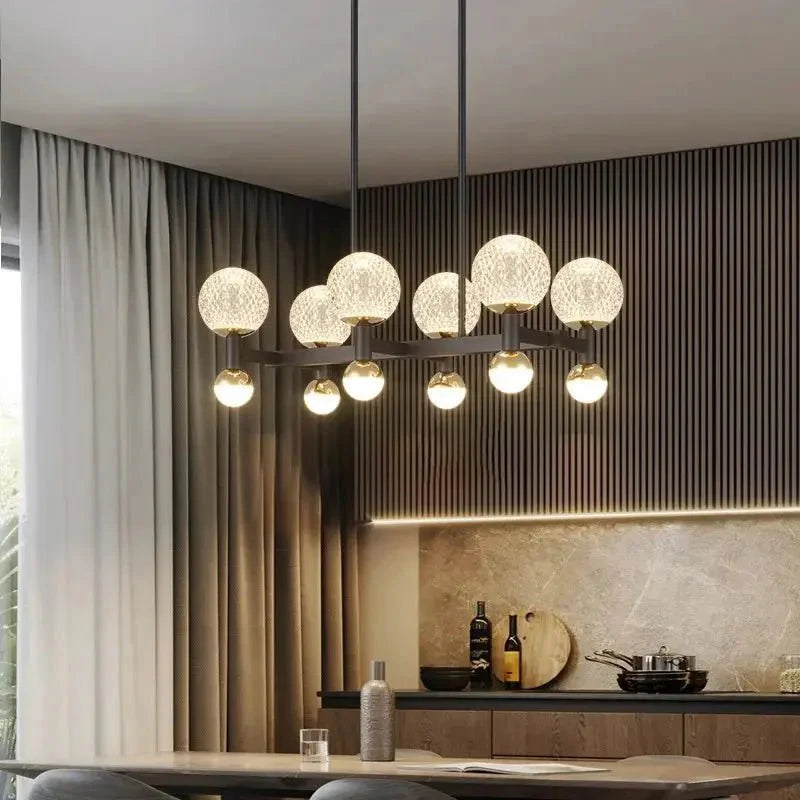 Modern Black Linear Dining Room Chandelier 12/16 Lights - 12 LightWarm White 3000KTrivellolab