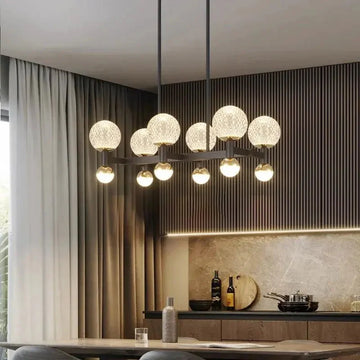 Modern Black Linear Dining Room Chandelier 12/16 Lights - 12 LightWarm White 3000KTrivellolab