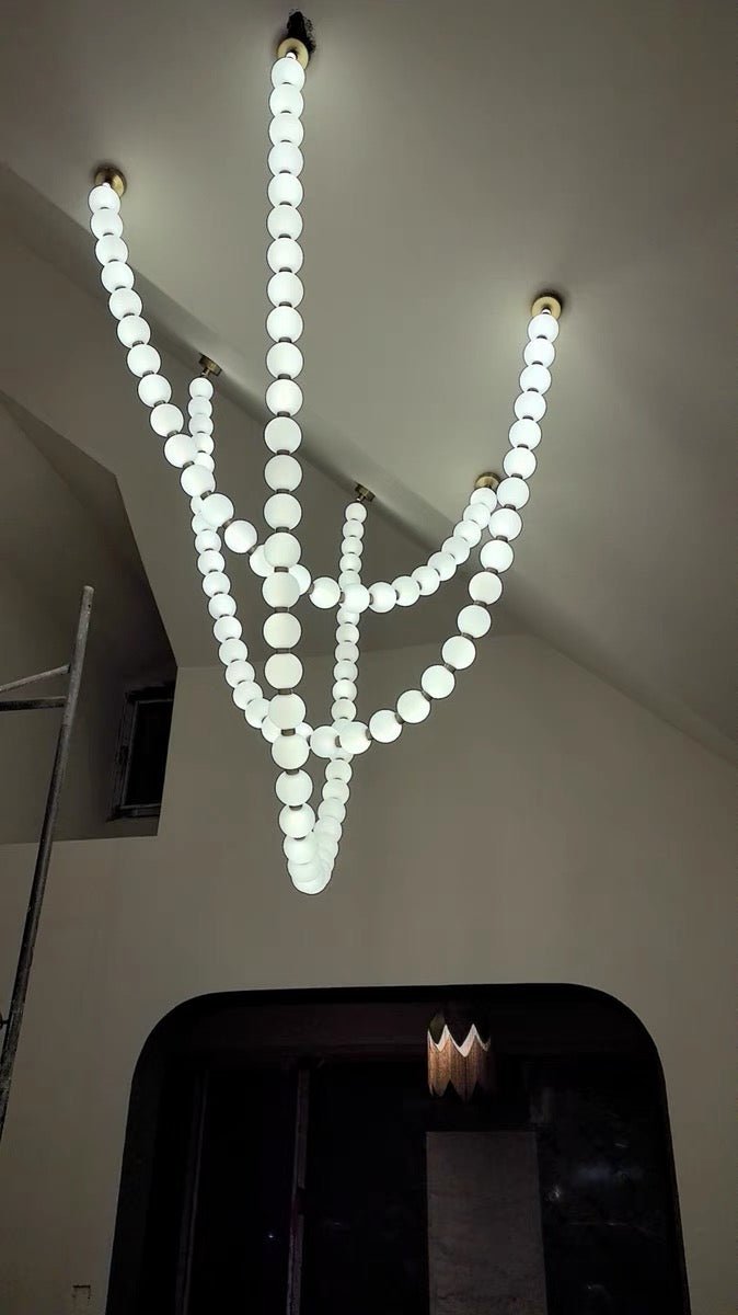 Modern Creative Pearl Necklace Chandelier - 12 Pearls/L78.7"With Metal DividerWarm LightTrivellolab