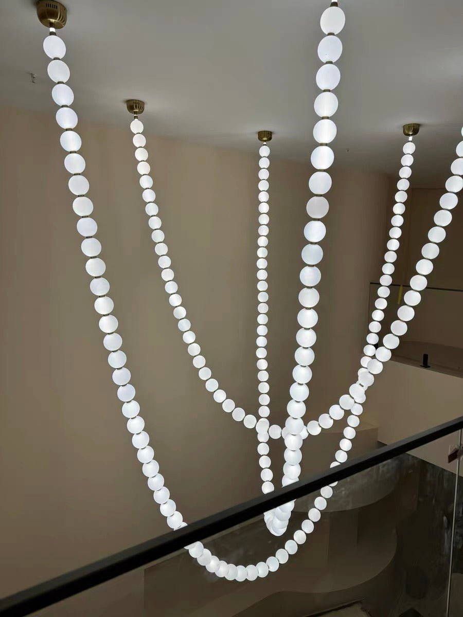 Modern Creative Pearl Necklace Chandelier - 12 Pearls/L78.7"With Metal DividerWarm LightTrivellolab