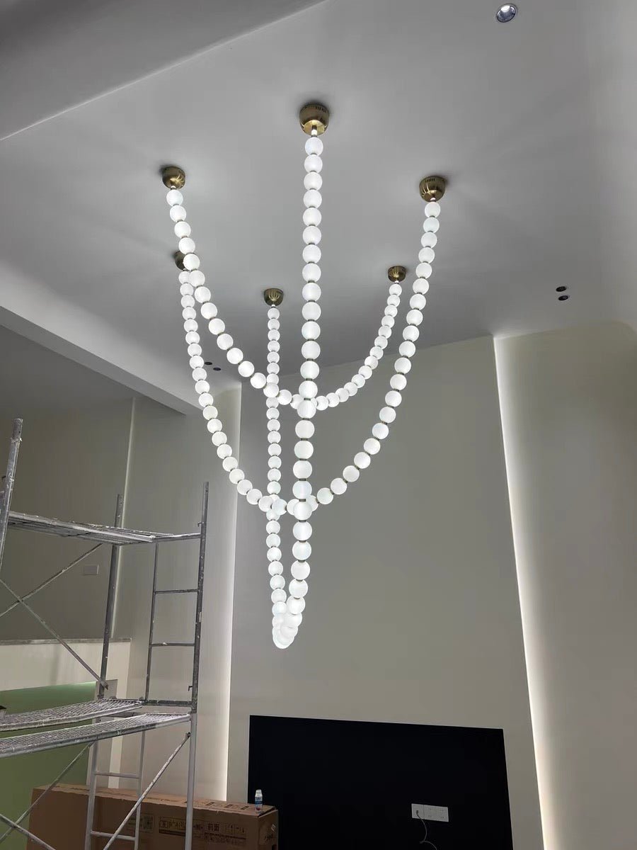 Modern Creative Pearl Necklace Chandelier - 12 Pearls/L78.7"With Metal DividerWarm LightTrivellolab