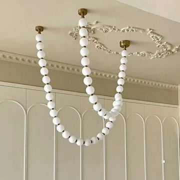 Modern Creative Pearl Necklace Chandelier - 12 Pearls/L78.7"With Metal DividerWarm LightTrivellolab