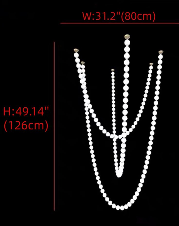 Modern Creative Pearl Necklace Chandelier - 12 Pearls/L78.7"With Metal DividerWarm LightTrivellolab