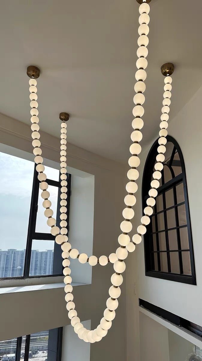Modern Creative Pearl Necklace Chandelier - 12 Pearls/L78.7"With Metal DividerWarm LightTrivellolab