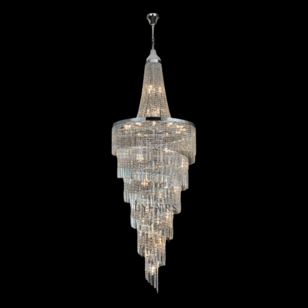 Modern Crystal Tassel Chandelier for Foyer/Staircase - D23.6"*H82.6"Warm LightTrivellolab