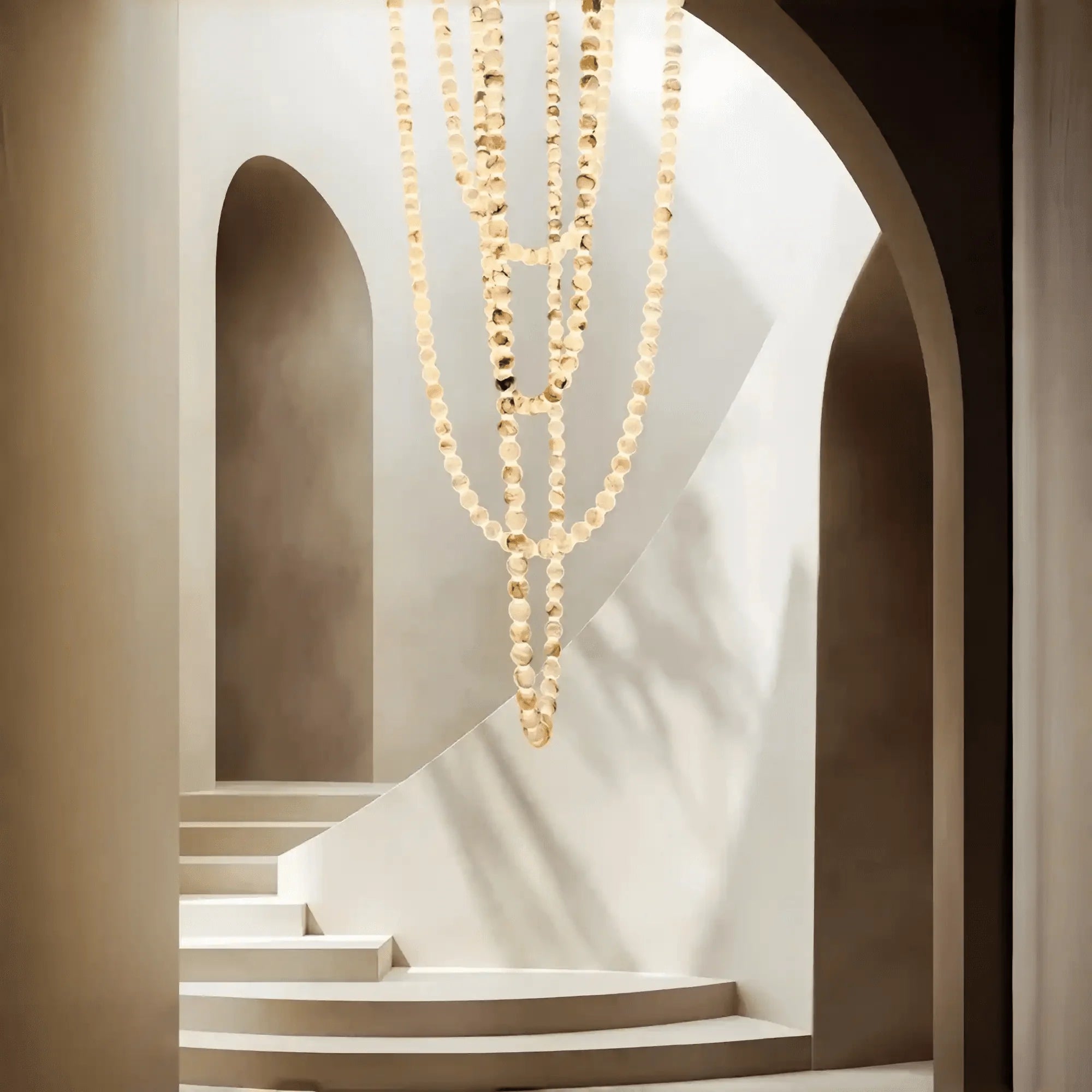 Modern LED Natural Alabaster Globes Beads Hanging Chandelier Indoor Lighting Fixture-Modern Pendant lamp-Trivellolab-Trivellolab