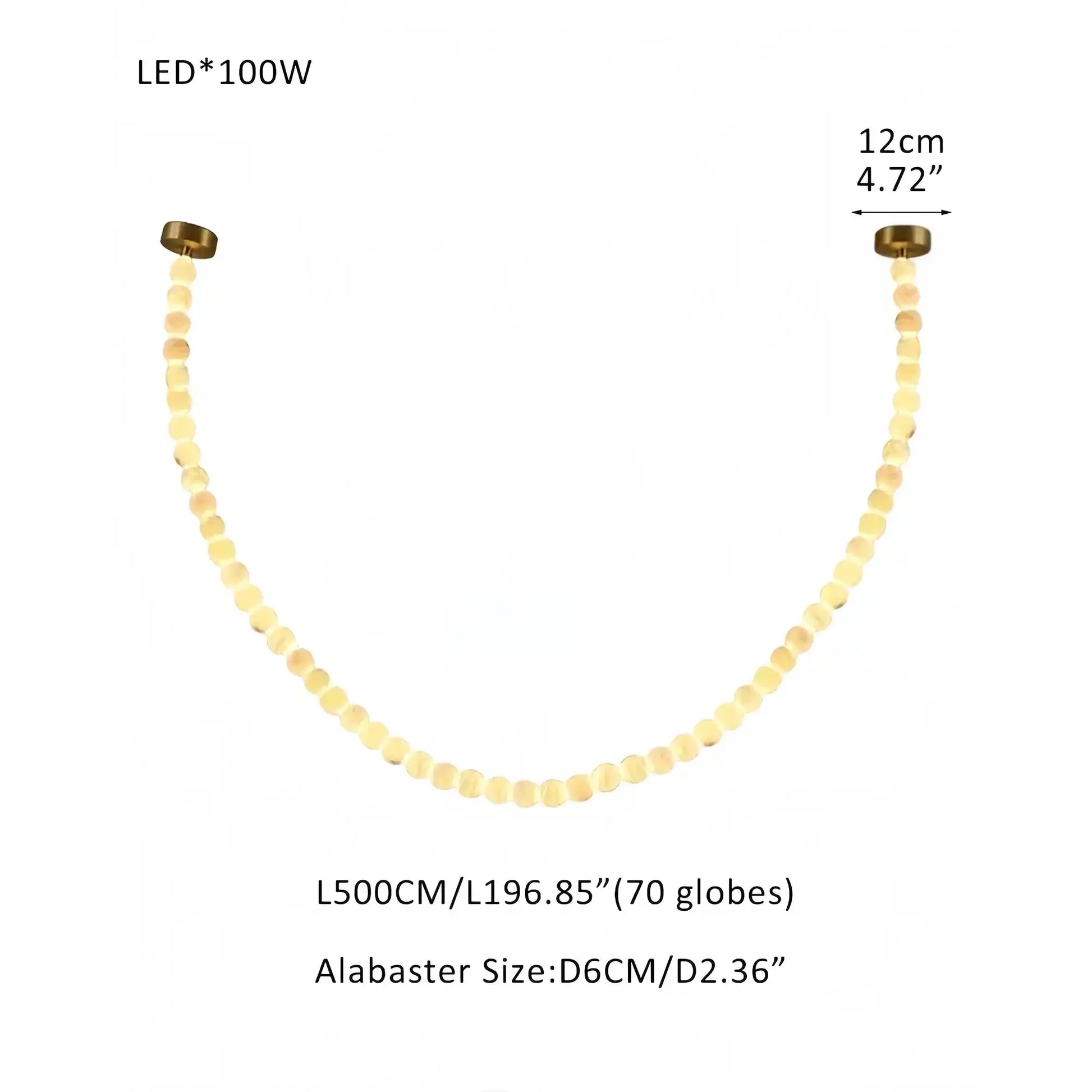 Modern LED Natural Alabaster Globes Beads Hanging Chandelier Indoor Lighting Fixture-Modern Pendant lamp-Trivellolab-70 globes-L500CM/L197"-Warm Light (3000K)-Brass + White-Trivellolab