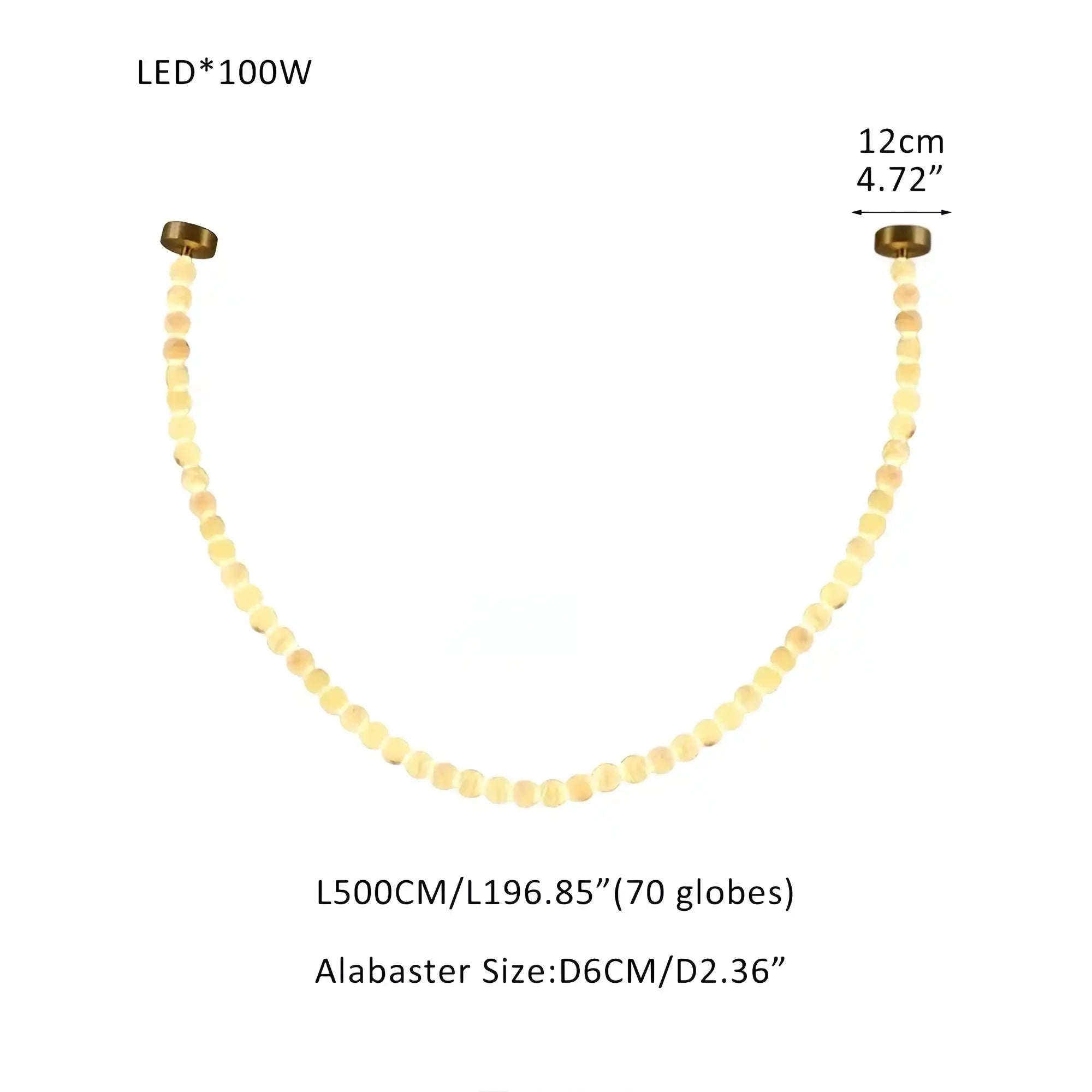 Modern LED Natural Alabaster Globes Beads Hanging Chandelier Indoor Lighting Fixture-Modern Pendant lamp-Trivellolab-70 globes-L500CM/L197"-Warm Light (3000K)-Brass + White-Trivellolab