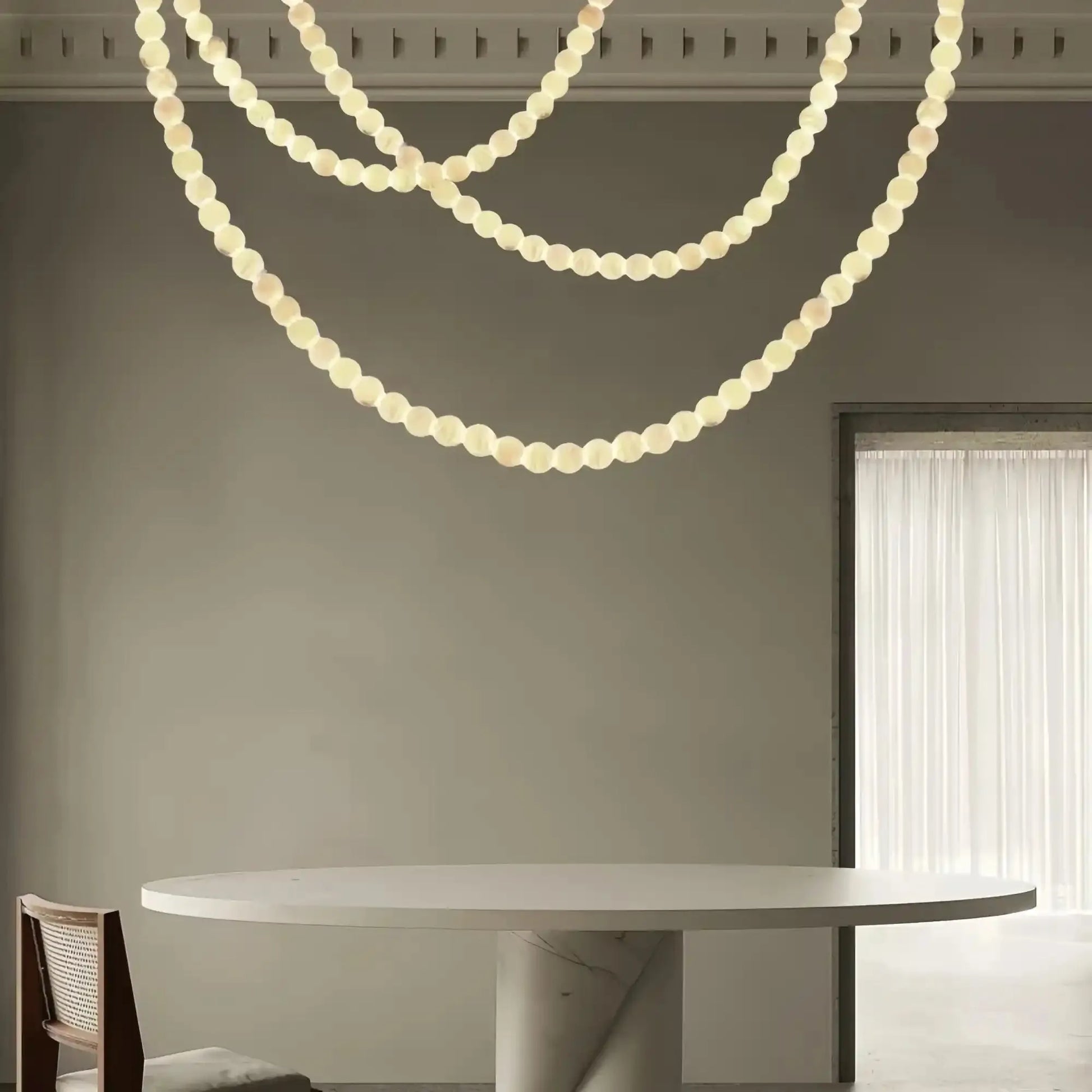 Modern LED Natural Alabaster Globes Beads Hanging Chandelier Indoor Lighting Fixture-Modern Pendant lamp-Trivellolab-125 globes-L100+L300+L500CM/L40"+L118"+L197"-Neutral Light (4000K)-Black + White-Trivellolab