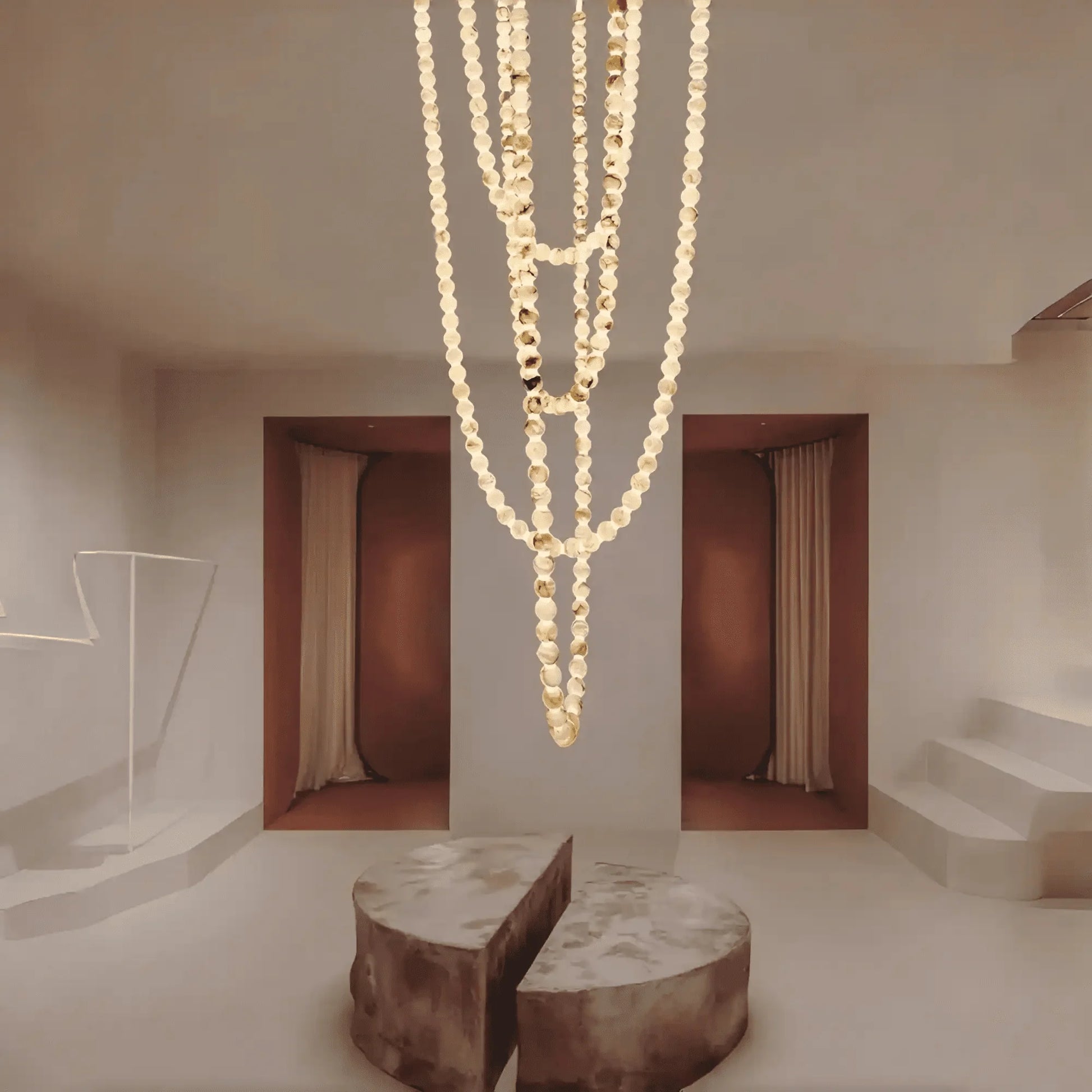Modern LED Natural Alabaster Globes Beads Hanging Chandelier Indoor Lighting Fixture-Modern Pendant lamp-Trivellolab-Trivellolab