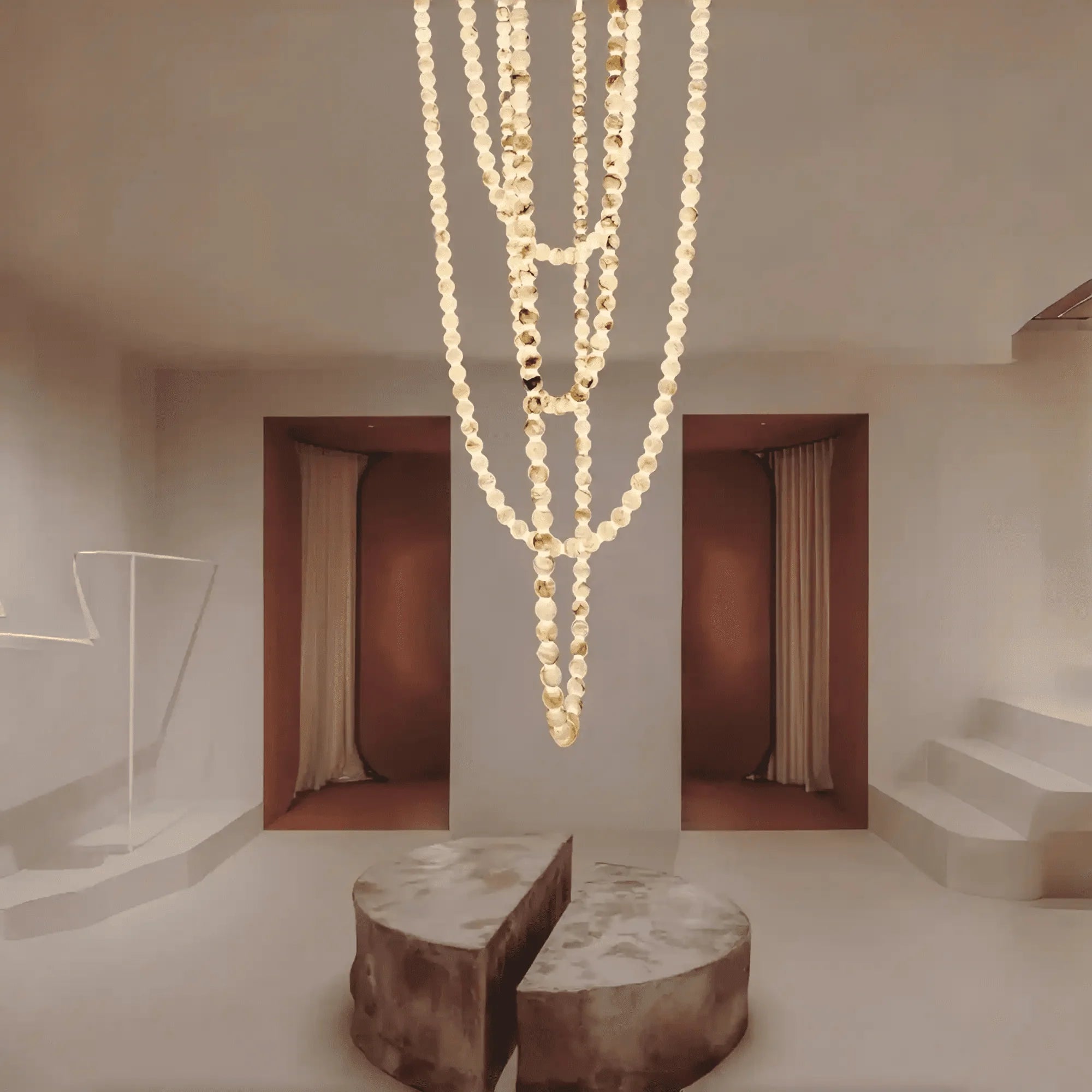 Modern LED Natural Alabaster Globes Beads Hanging Chandelier Indoor Lighting Fixture-Modern Pendant lamp-Trivellolab-Trivellolab