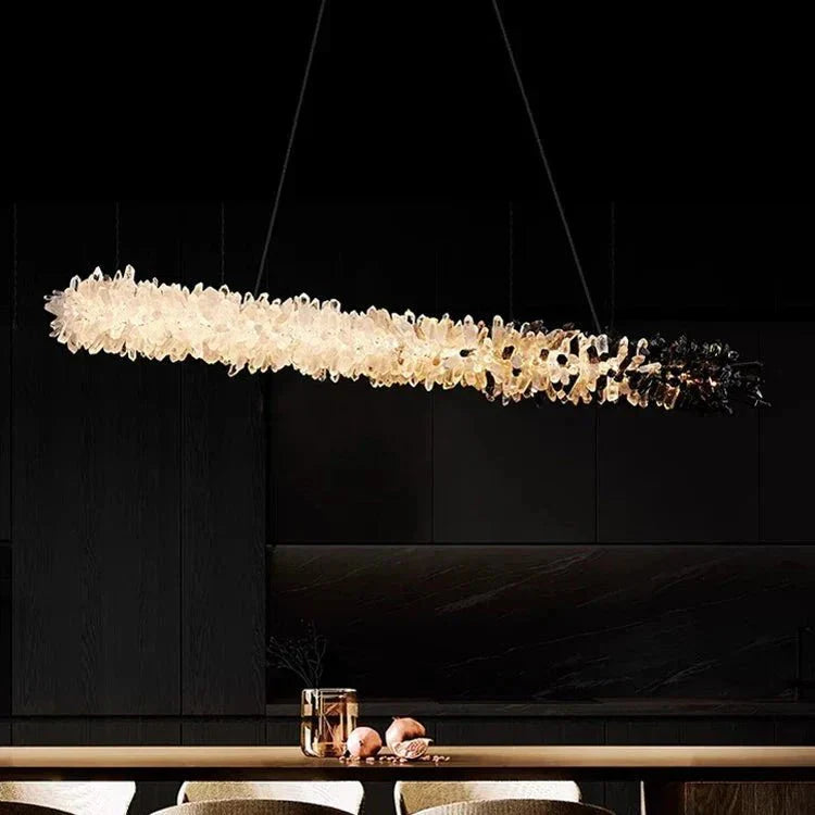 Modern Linear Natural Crystal Stick Chandelier - L39.4"*H6.3"Warm LightTrivellolab