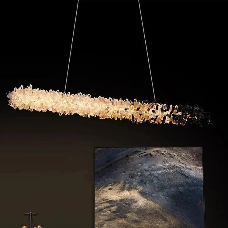 Modern Linear Natural Crystal Stick Chandelier - L59.1"*H6.3"Warm LightTrivellolab