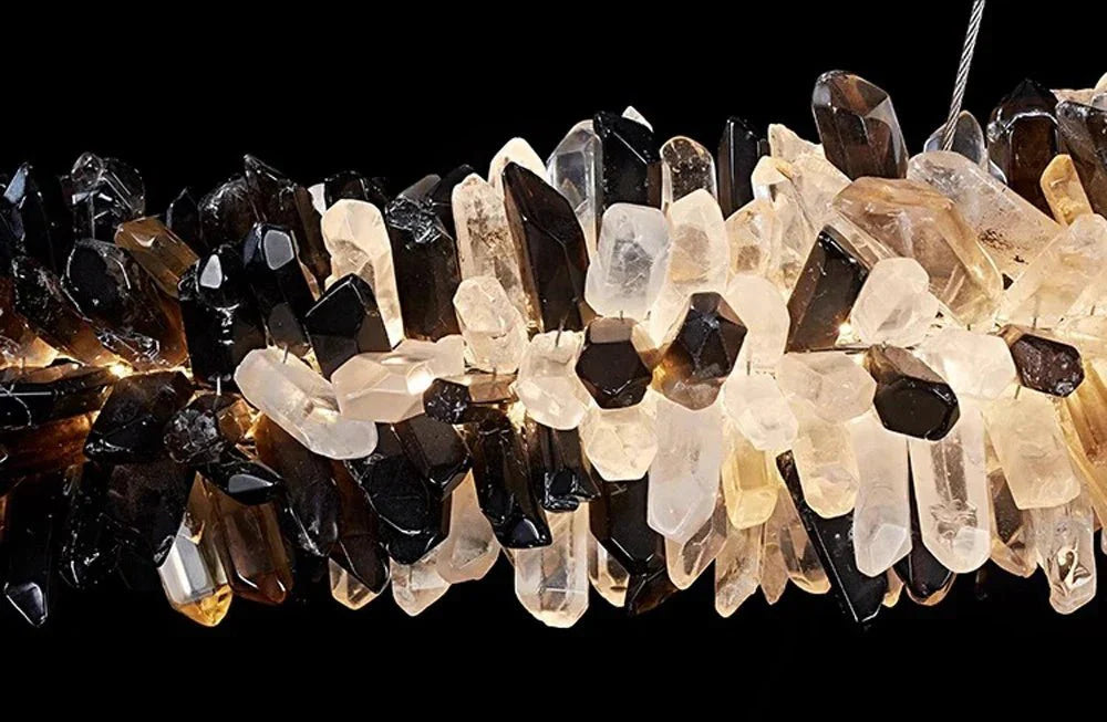 Modern Linear Natural Crystal Stick Chandelier - L39.4"*H6.3"Warm LightTrivellolab