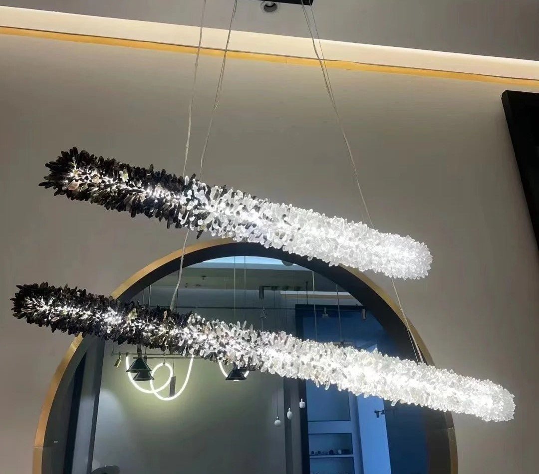 Modern Linear Natural Crystal Stick Chandelier - L47.2"*H6.3"Warm LightTrivellolab
