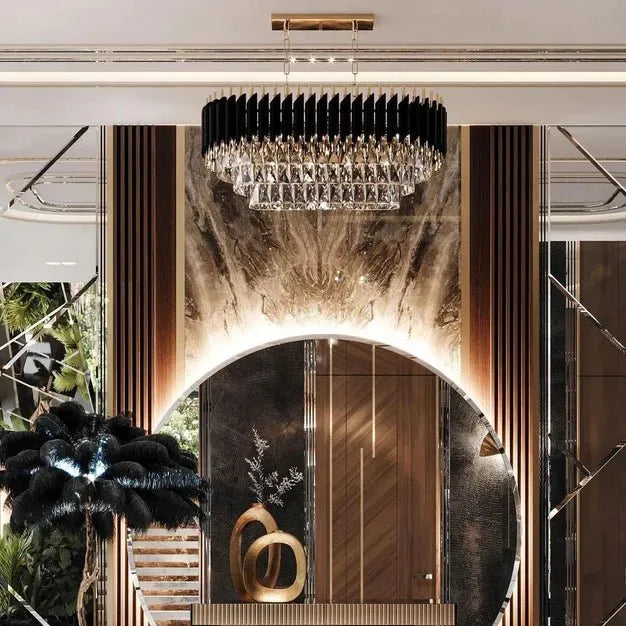 Modern Luxury Multi - Tier Oval/Round Crystal Tiered Chandelier - Oval/L31.5"*W11.8"*H11.8"/3 TiersWarm LightTrivellolab