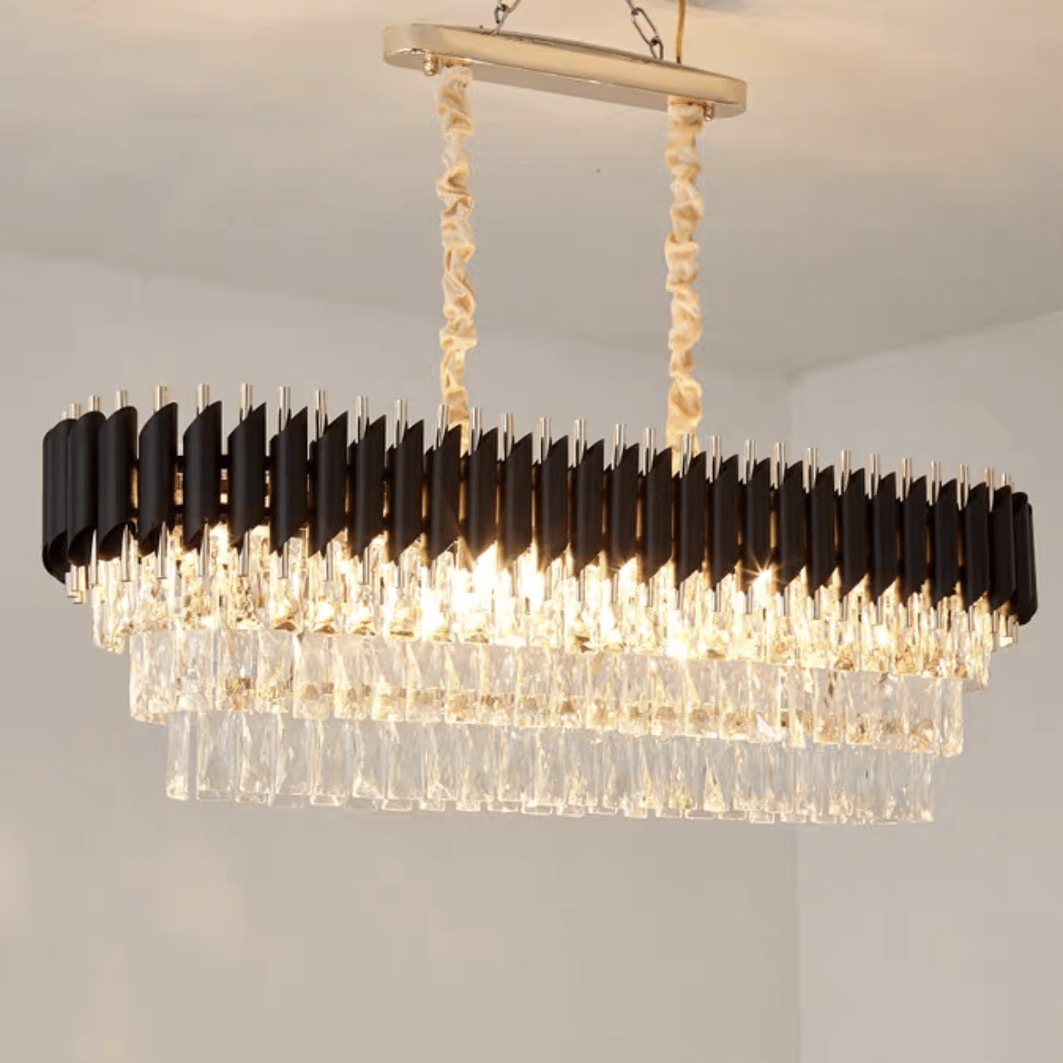 Modern Luxury Multi - Tier Oval/Round Crystal Tiered Chandelier - Oval/L39.4"*W11.8"*H11.8"/3 TiersWarm LightTrivellolab