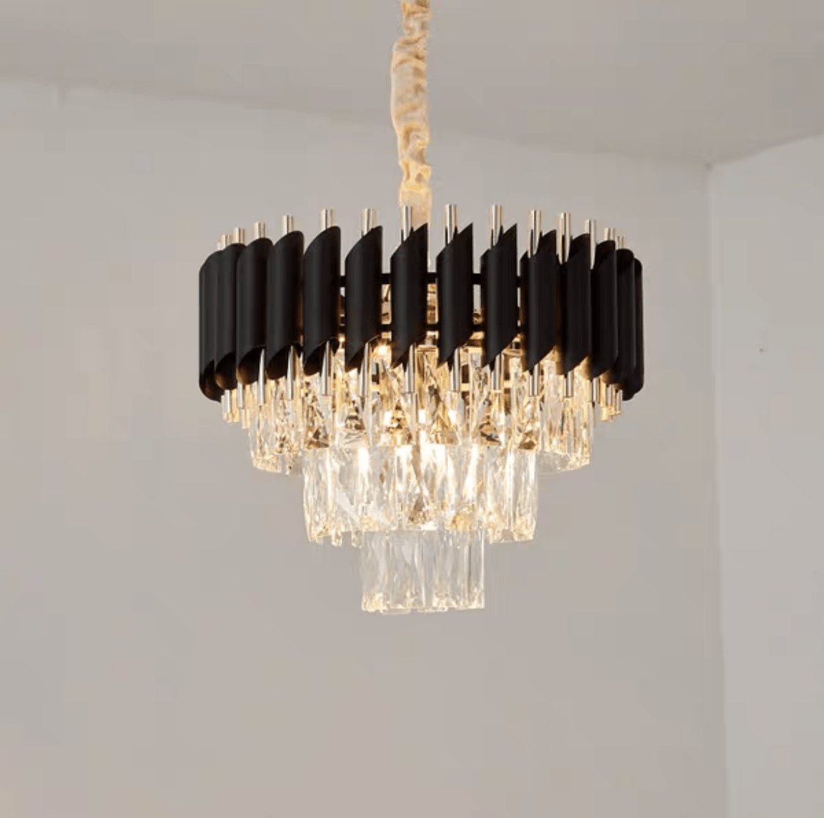 Modern Luxury Multi - Tier Oval/Round Crystal Tiered Chandelier - Round/D15.7"*H11.8"/3 TiersWarm LightTrivellolab