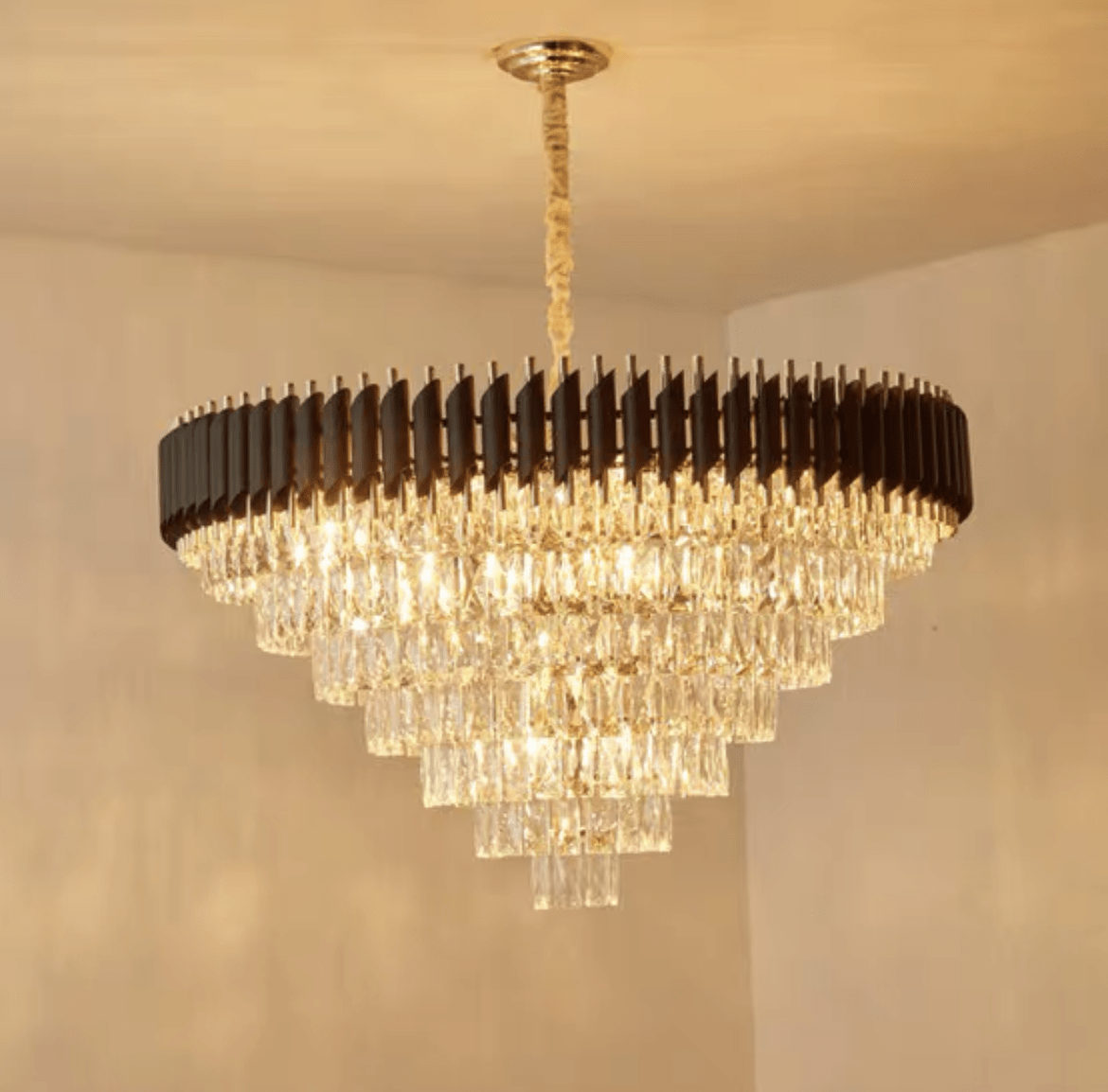 Modern Luxury Multi - Tier Oval/Round Crystal Tiered Chandelier - Round/D37.4"*H21.65"/7 TiersWarm LightTrivellolab
