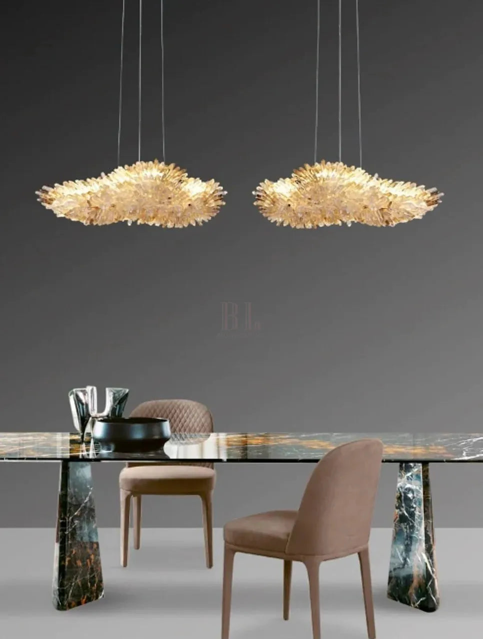 Modern Natural Crystal Wing Chandelier - L25.6"*H10.2"(L65cm*W26cm)AmberWarm LightTrivellolab