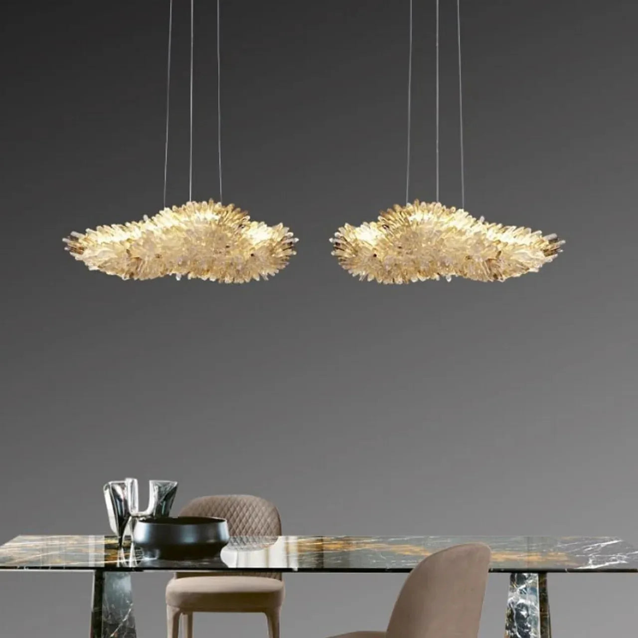 Modern Natural Crystal Wing Chandelier - L25.6"*H10.2"(L65cm*W26cm)AmberWarm LightTrivellolab