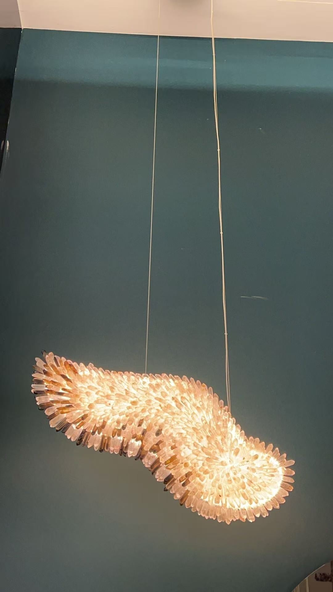 Modern Natural Crystal Wing Chandelier - L25.6"*H10.2"(L65cm*W26cm)AmberWarm LightTrivellolab