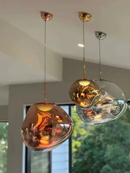 Modern Rock Glass Special Shape Pendant Lighting - D7.87''GoldWarm LightTrivellolab
