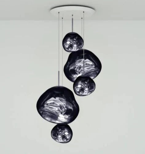 Modern Rock Glass Special Shape Pendant Lighting - Set B: D37.4"*H72.1"(D7.87"*3+D14.17"*2)Smoke GreyWarm LightTrivellolab