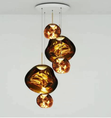 Modern Rock Glass Special Shape Pendant Lighting - Set B: D37.4"*H72.1"(D7.87"*3+D14.17"*2)GoldWarm LightTrivellolab