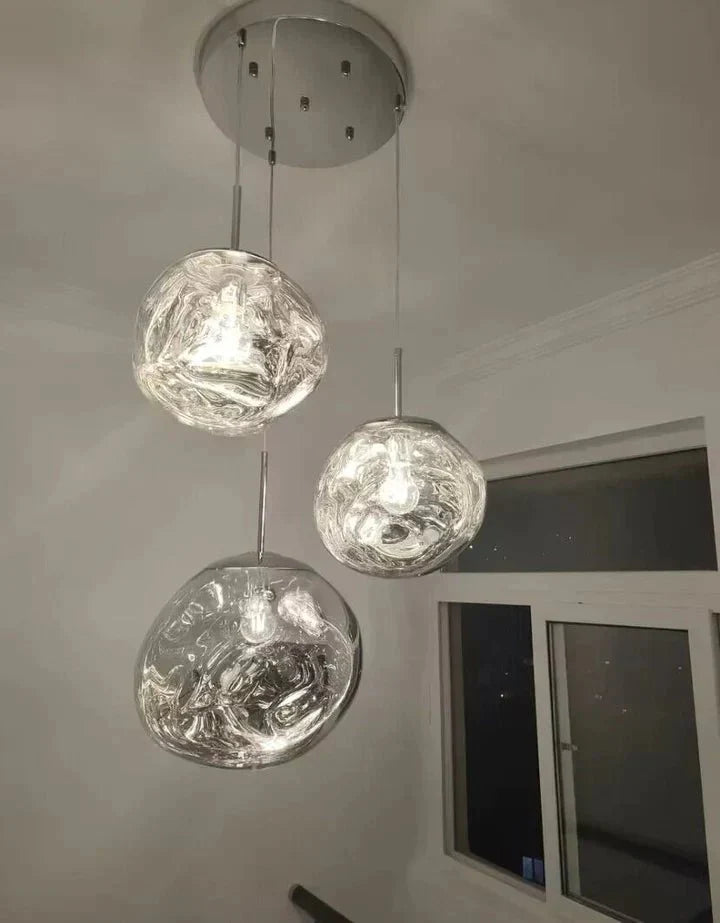 Modern Rock Glass Special Shape Pendant Lighting - D7.87''GoldWarm LightTrivellolab