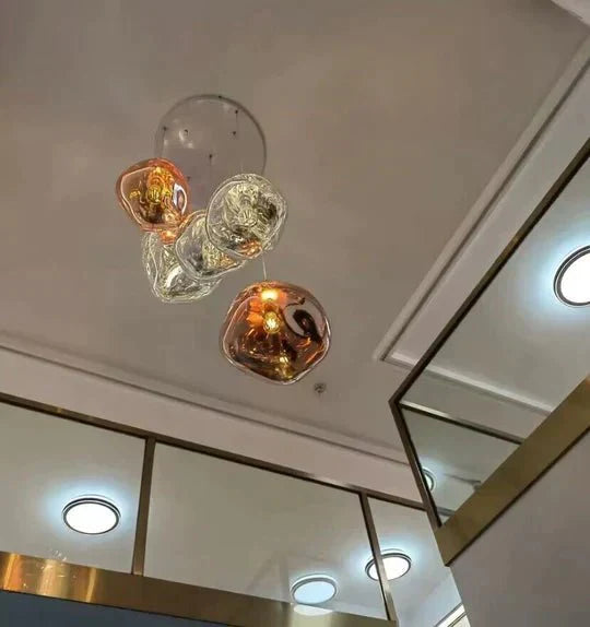 Modern Rock Glass Special Shape Pendant Lighting - D7.87''GoldWarm LightTrivellolab