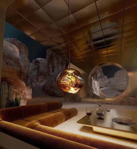 Modern Rock Glass Special Shape Pendant Lighting - D7.87''GoldWarm LightTrivellolab