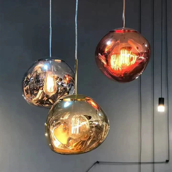 Modern Rock Glass Special Shape Pendant Lighting - D7.87''GoldWarm LightTrivellolab