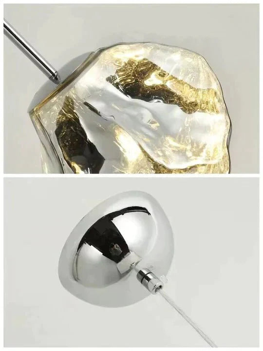 Modern Rock Glass Special Shape Pendant Lighting - D7.87''GoldWarm LightTrivellolab