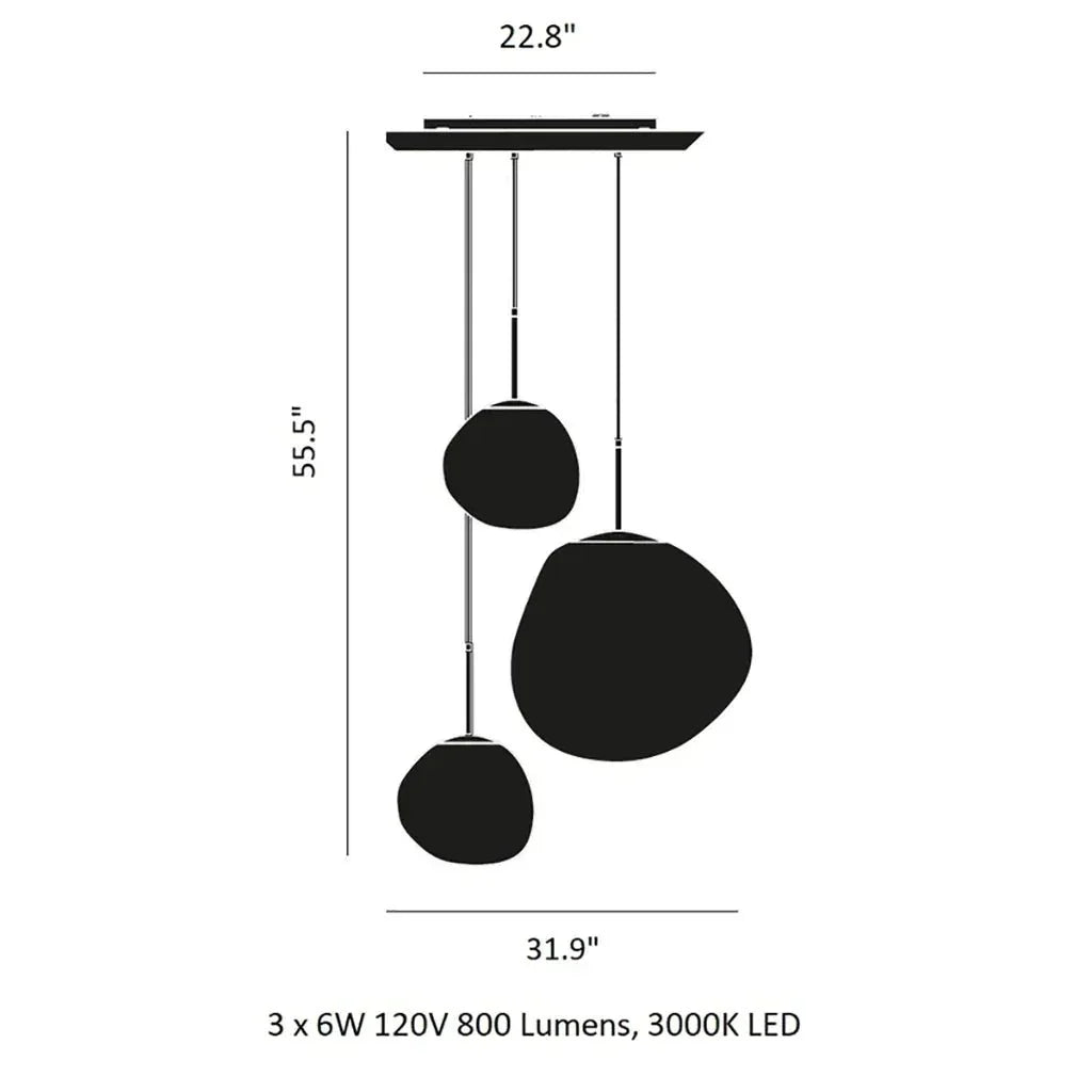 Modern Rock Glass Special Shape Pendant Lighting - Set B: D37.4"*H72.1"(D7.87"*3+D14.17"*2)Smoke GreyWarm LightTrivellolab