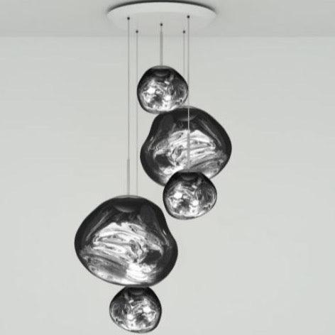 Modern Rock Glass Special Shape Pendant Lighting - Set B: D37.4"*H72.1"(D7.87"*3+D14.17"*2)SilverWarm LightTrivellolab