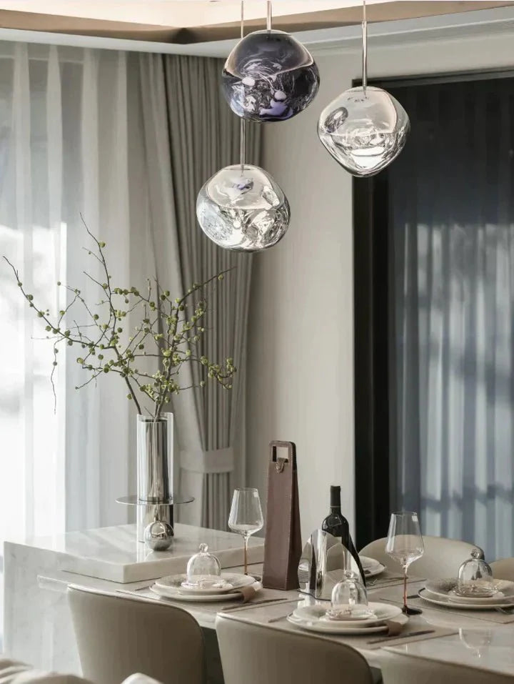 Modern Rock Glass Special Shape Pendant Lighting - D7.87''GoldWarm LightTrivellolab