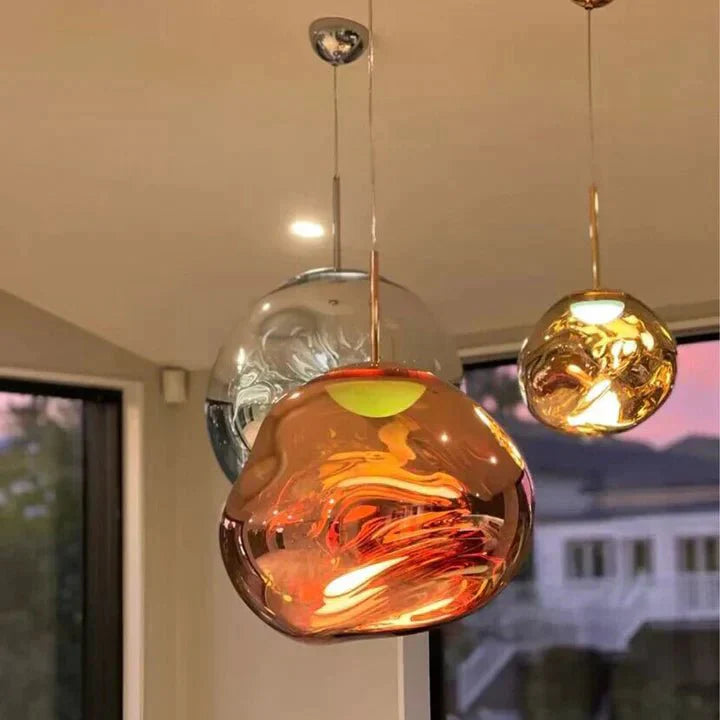 Modern Rock Glass Special Shape Pendant Lighting - D7.87''GoldWarm LightTrivellolab